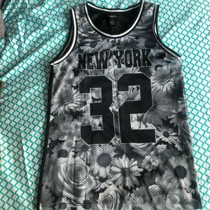 Black and Grey Floral Jersey Tank